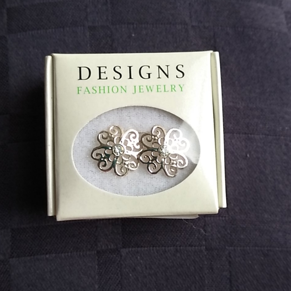 Large clover silver earrings‎